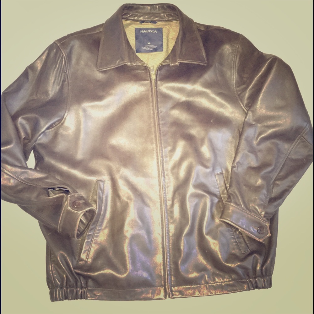 Nautica Men’s XL Brown 100% Genuine Leather jacket